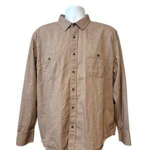 UNTUCKit Men's Relaxed Fit Long-Sleeve Button-Up Shirt Front Pocket Lt Brown XXL